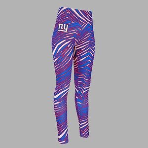 NWT NFL NY Giants Blue and Red Zebra‎ Print Leggings Lg
